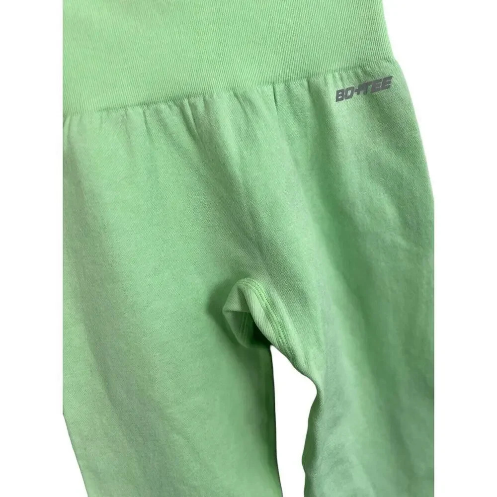Bo+Tee Lime Green Leggings Size XXS Stretch Seamless Women’s - Picture 3 of 6